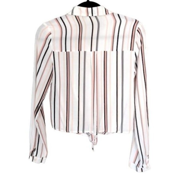 Forever 21 Contemporary Womens Striped Button Down Front Tie Top Size Small - Picture 5 of 7